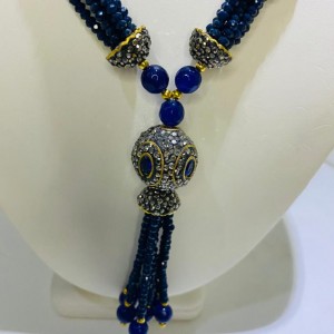 Fancy Blue Ruby & Beads Necklace
