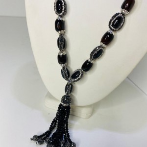 Fancy Black Ruby & Beads Necklace